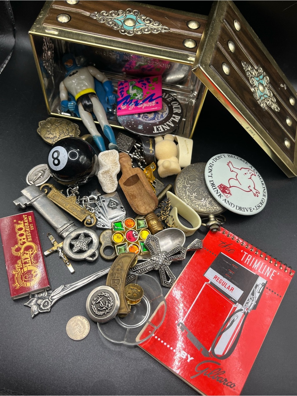 Vintage Junk Drawer Lot in Old Tin